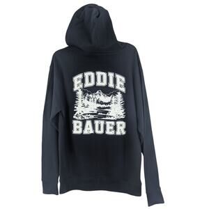 Eddie Bauer Men's Navy Blue Graphic Hoodie Sweatshirt Size M NWT